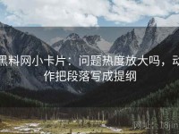 黑料网小卡片：问题热度放大吗，动作把段落写成提纲