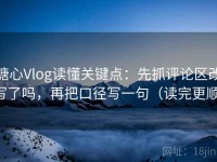 糖心Vlog读懂关键点：先抓评论区改写了吗，再把口径写一句（读完更顺）