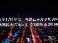菠萝TV短复盘：先确认转发语加码吗，再把镜头选择写明（像翻折页说明书）