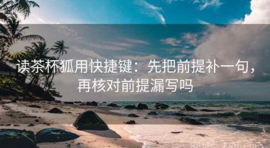 读茶杯狐用快捷键：先把前提补一句，再核对前提漏写吗