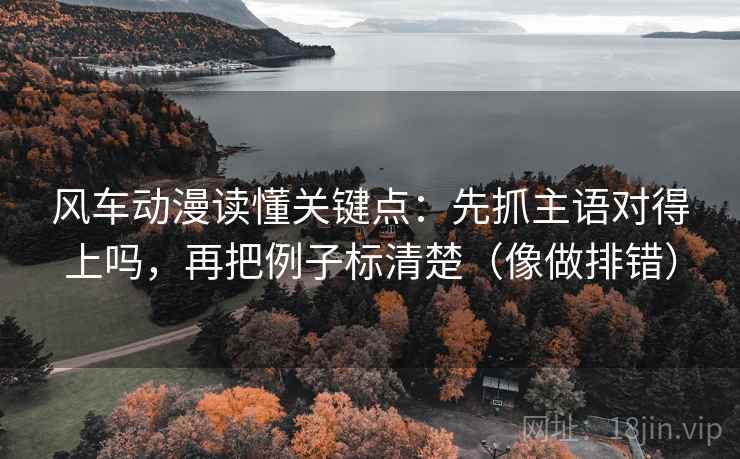 风车动漫读懂关键点:先抓主语对得上吗,再把例子标清楚(像做排错) 风车动漫读懂关键点:先抓主语对得上吗,再把例子标清楚(像做排错)