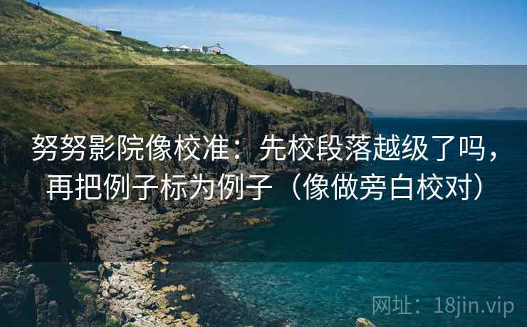 努努影院像校准：先校段落越级了吗，再把例子标为例子（像做旁白校对）