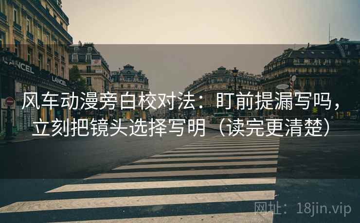 风车动漫旁白校对法：盯前提漏写吗，立刻把镜头选择写明（读完更清楚）